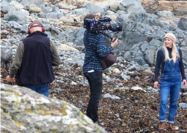 Crew filming the introduction for the sequence