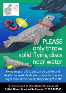 Poster with graphic of seal with red flying ring around her neck