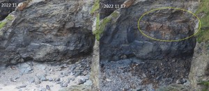 Photo of rockfall 10 days before and after